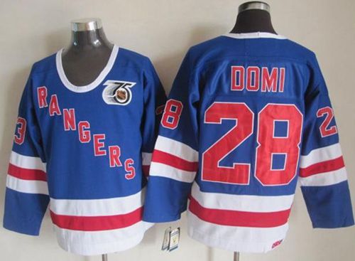 Rangers #28 Tie Domi Blue CCM 75TH Stitched NHL Jersey