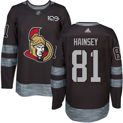 Adidas Senators #81 Ron Hainsey Black 1917-2017 100th Anniversary Stitched NHL Jersey