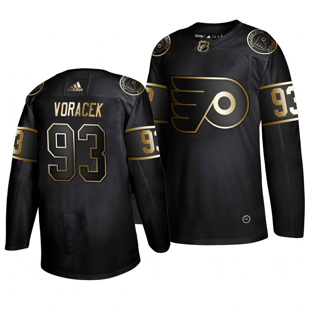 Adidas Flyers #93 Jakub Voracek Men's 2019 Black Golden Edition Authentic Stitched NHL Jersey