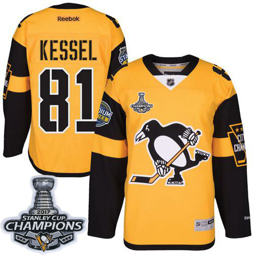Penguins #81 Phil Kessel Gold 2017 Stadium Series Stanley Cup Finals Champions Stitched NHL Jersey