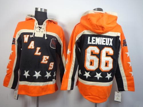 Penguins #66 Mario Lemieux Black All-Star Sawyer Hooded Sweatshirt Stitched NHL Jersey