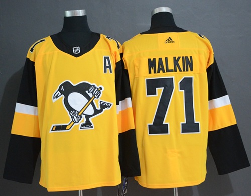 Adidas Penguins #71 Evgeni Malkin Gold Alternate Authentic Stitched NHL Jersey