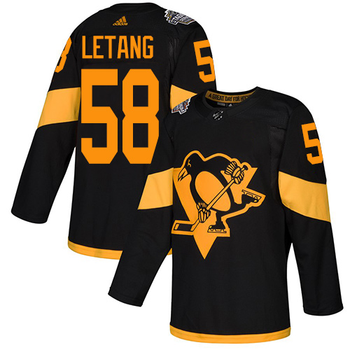 Adidas Penguins #58 Kris Letang Black Authentic 2019 Stadium Series Stitched NHL Jersey