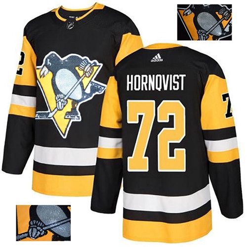 Adidas Penguins #72 Patric Hornqvist Black Home Authentic Fashion Gold Stitched NHL Jersey