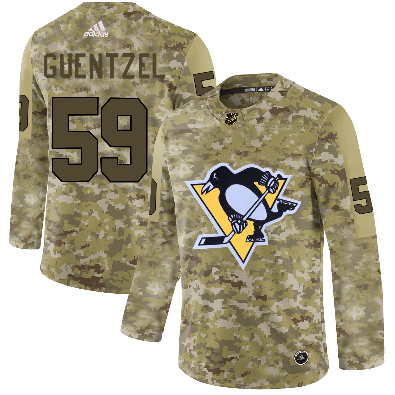 Adidas Penguins #59 Jake Guentzel Camo Authentic Stitched NHL Jersey
