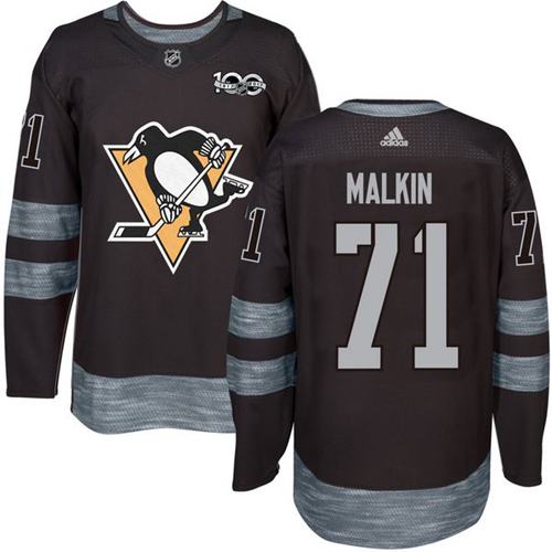 Adidas Penguins #71 Evgeni Malkin Black 1917-2017 100th Anniversary Stitched NHL Jersey