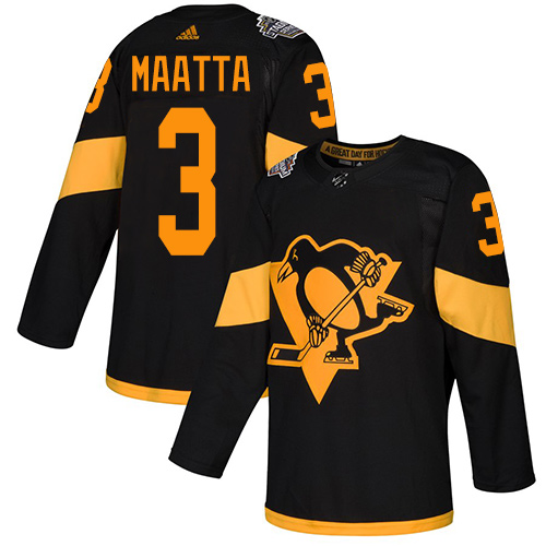 Adidas Penguins #3 Olli Maatta Black Authentic 2019 Stadium Series Stitched NHL Jersey