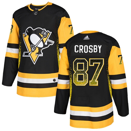 Adidas Penguins #87 Sidney Crosby Black Home Authentic Drift Fashion Stitched NHL Jersey