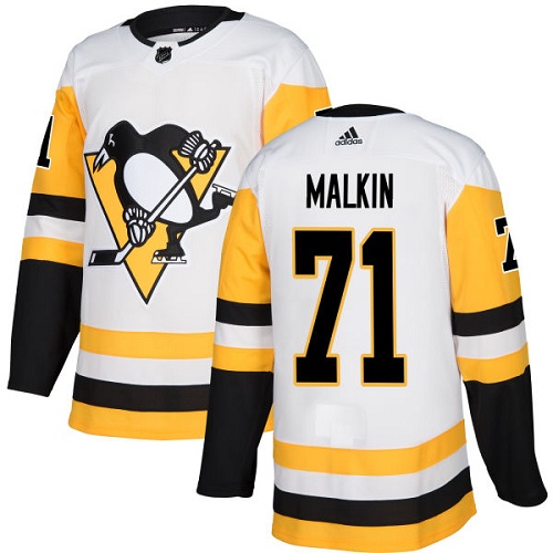 Adidas Penguins #71 Evgeni Malkin White Road Authentic Stitched NHL Jersey
