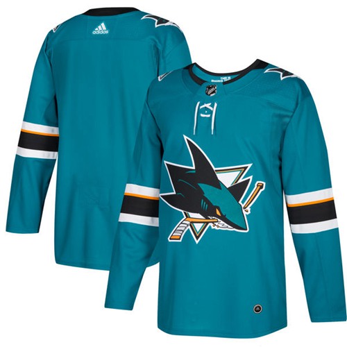 Adidas Sharks Blank Teal Home Authentic Stitched NHL Jersey