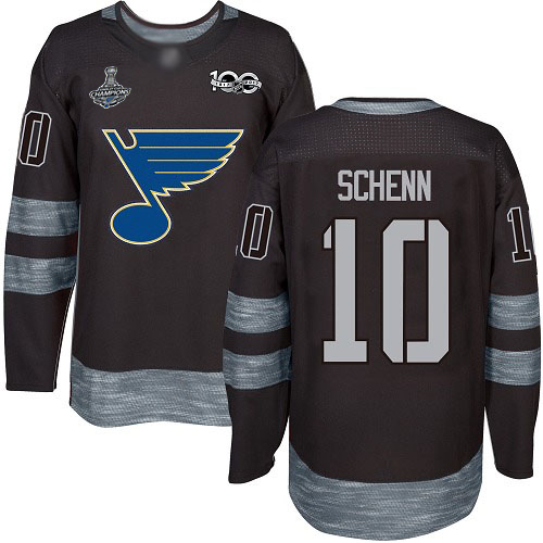 Adidas Blues #10 Brayden Schenn Black 1917-2017 100th Anniversary Stanley Cup Champions Stitched NHL Jersey