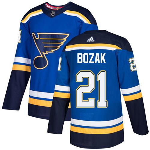 Adidas Blues #21 Tyler Bozak Blue Home Authentic Stitched NHL Jersey