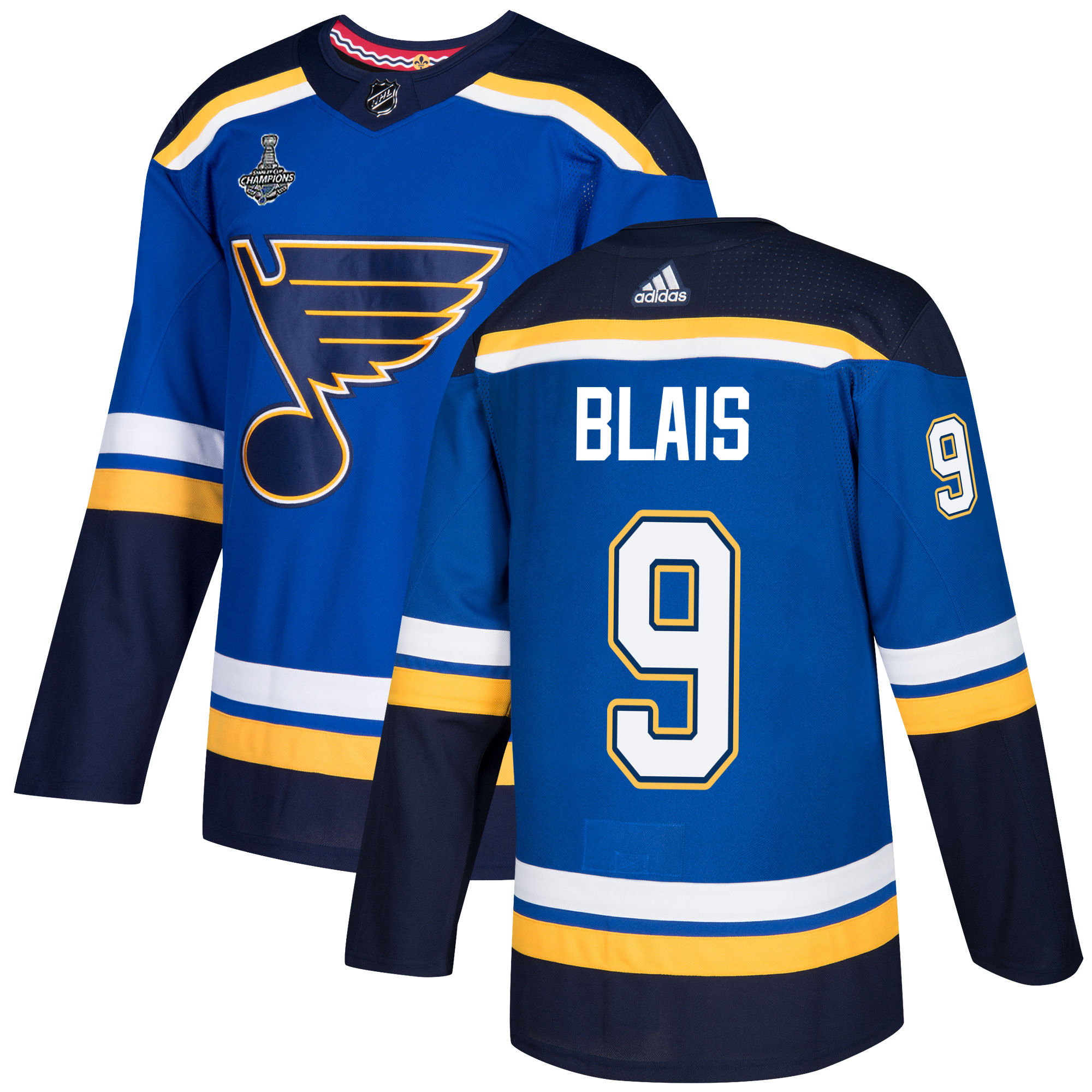 Adidas Blues #9 Sammy Blais Blue Home Authentic 2019 Stanley Cup Champions Stitched NHL Jersey