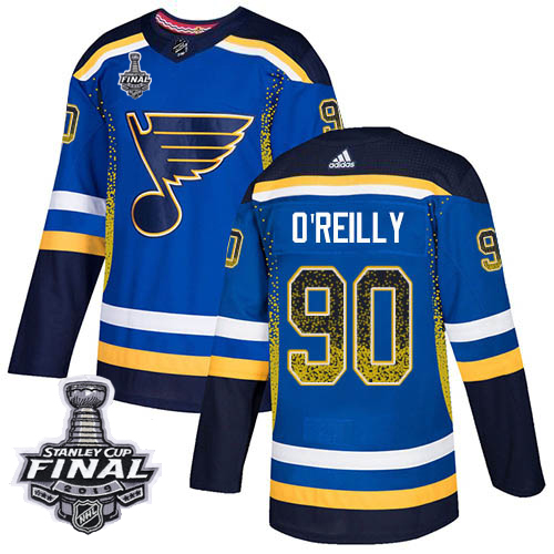 Adidas Blues #90 Ryan O'Reilly Blue Home Authentic Drift Fashion 2019 Stanley Cup Final Stitched NHL Jersey