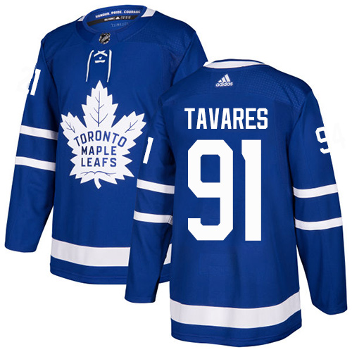 Adidas Maple Leafs #91 John Tavares Blue Home Authentic Stitched NHL Jersey