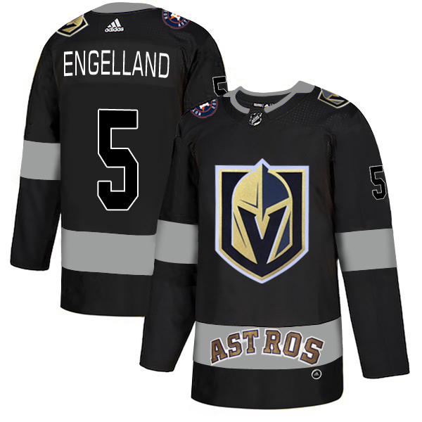 Adidas Golden Knights X Astros #5 Deryk Engelland Black Authentic City Joint Name Stitched NHL Jersey