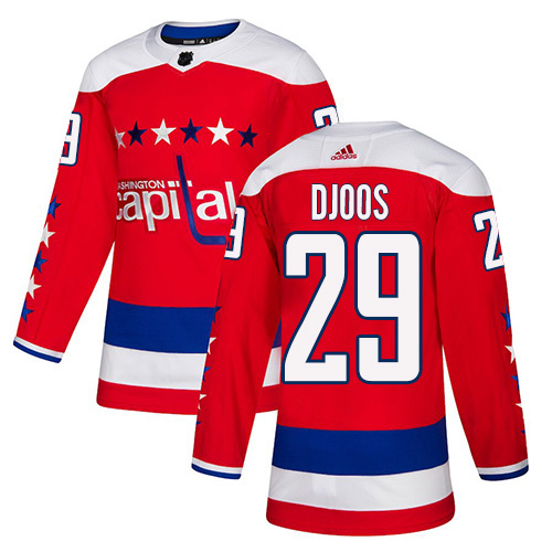 Adidas Capitals #29 Christian Djoos Red Alternate Authentic Stitched NHL Jersey