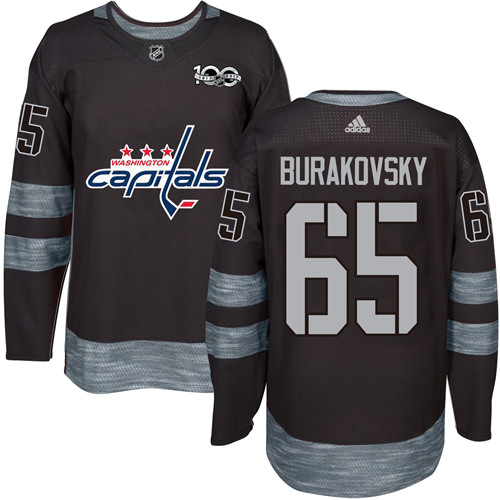 Adidas Capitals #65 Andre Burakovsky Black 1917-2017 100th Anniversary Stitched NHL Jersey