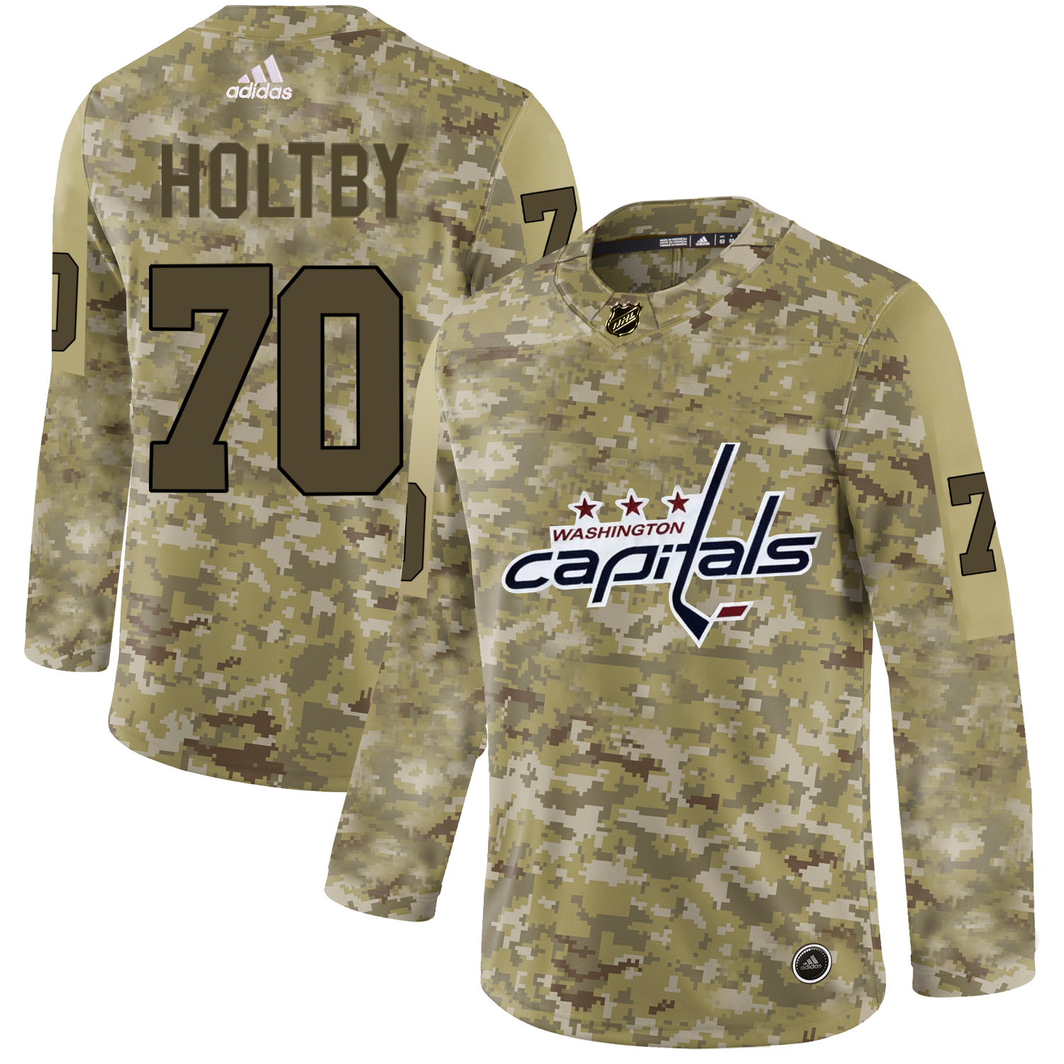 Adidas Capitals #70 Braden Holtby Camo Authentic Stitched NHL Jersey