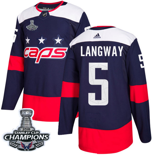 Adidas Capitals #5 Rod Langway Navy Authentic 2018 Stadium Series Stanley Cup Final Champions Stitched NHL Jersey
