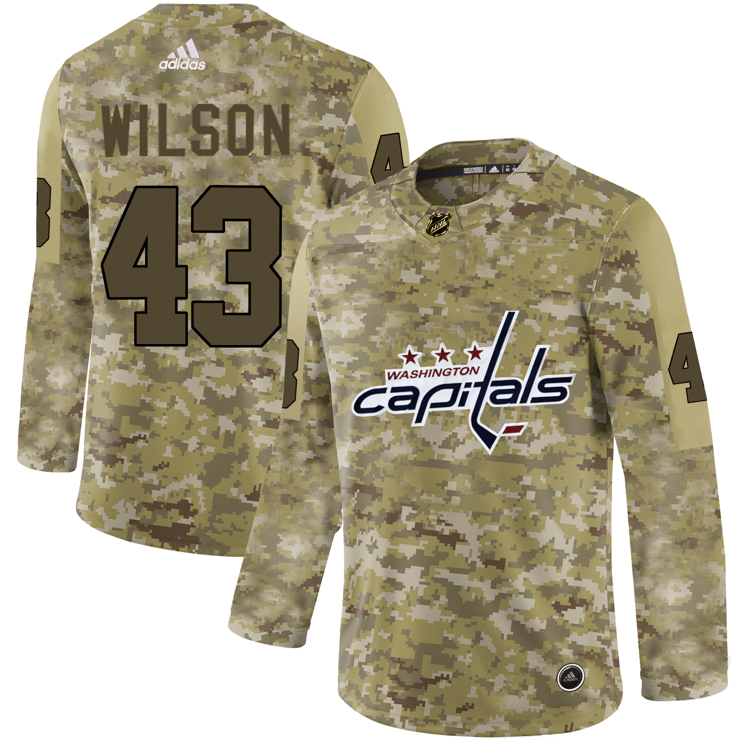 Adidas Capitals #43 Tom Wilson Camo Authentic Stitched NHL Jersey
