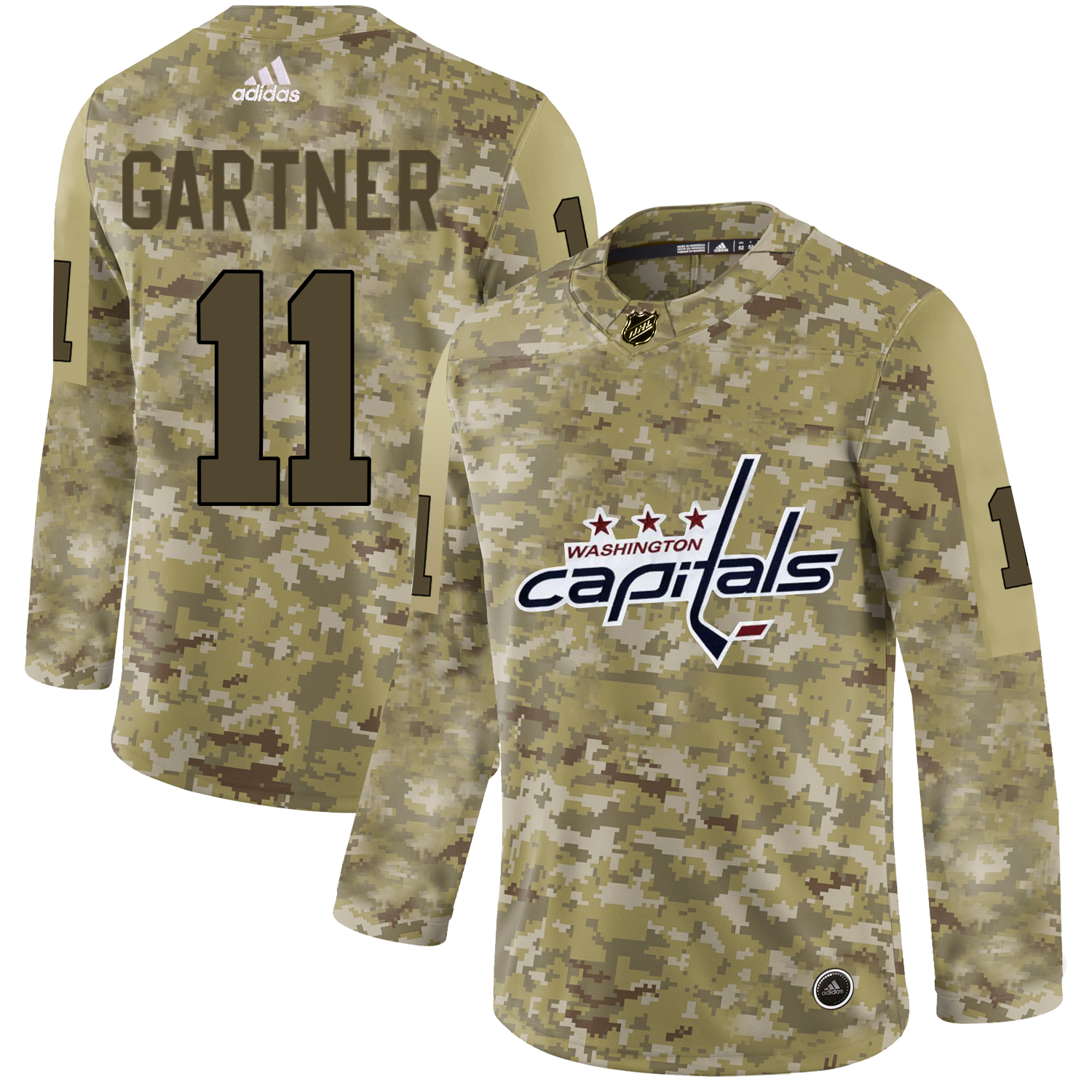 Adidas Capitals #11 Mike Gartner Camo Authentic Stitched NHL Jersey