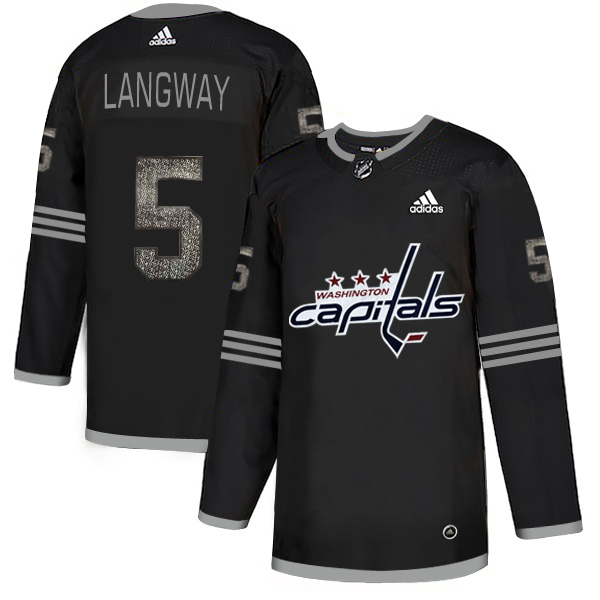 Adidas Capitals #5 Rod Langway Black_1 Authentic Classic Stitched NHL Jersey