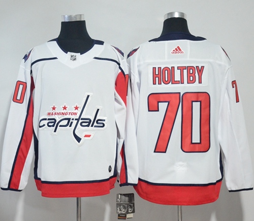 Adidas Capitals #70 Braden Holtby White Road Authentic Stitched NHL Jersey