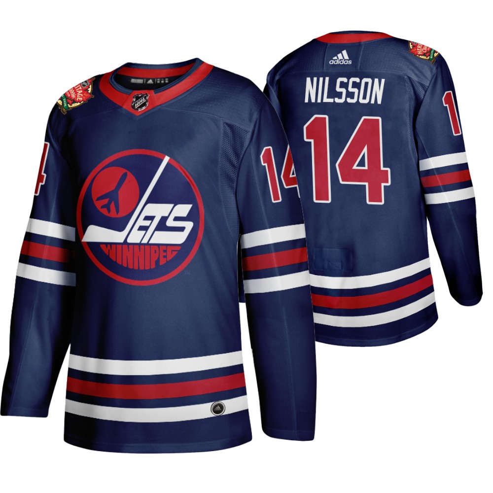 Winnipeg Jets #14 Ulf Nilsson Men's 2019-20 Heritage Classic Wha Navy Stitched NHL Jersey