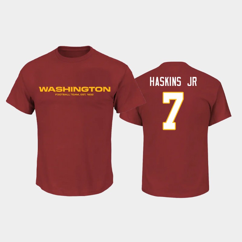 Men's Washington Football Team #7 Dwayne Haskins Jr. 2020 Red NFL Name & Number T-Shirt