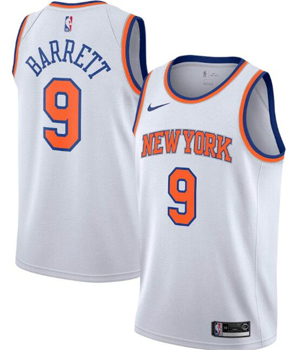 New Yok Knicks #9 R.J. Barrett White NBA Stitched Swingman Jersey