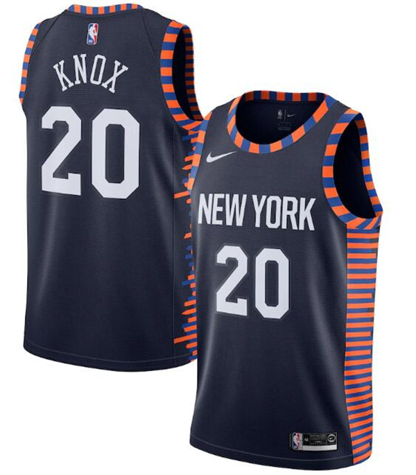 New Yok Knicks Navy #20 Kevin Knox City Edition Stitched Swingman Jersey