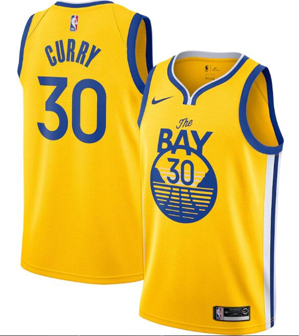 Men's Golden State Warriors #30 Stephen Curry Gold NBA Statement Edition Stitched Jersey