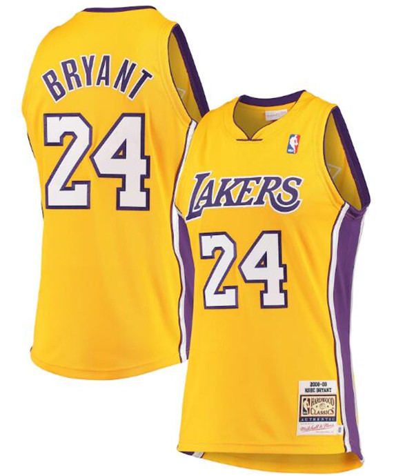 Men's Los Angeles Lakers Kobe Bryant Mitchell & Ness Gold NBA Hardwood Classics Stitched Jersey