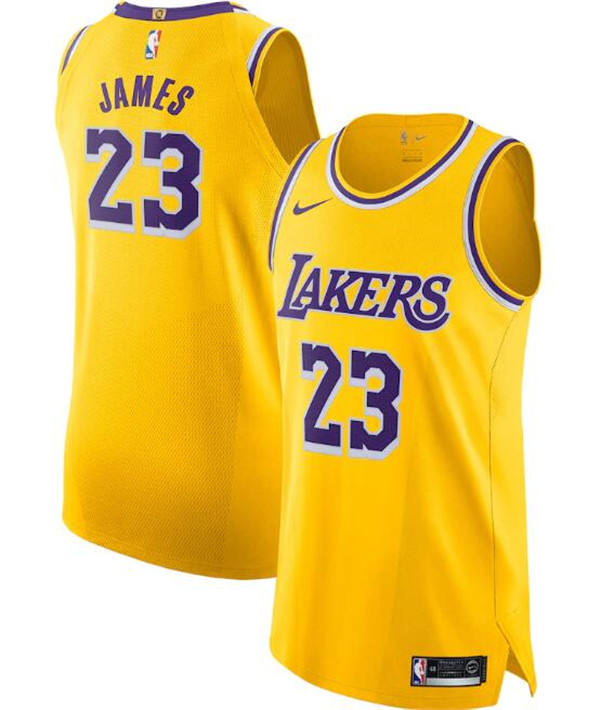 Men's Los Angeles Lakers #23 LeBron James Gold NBA Stitched Jersey