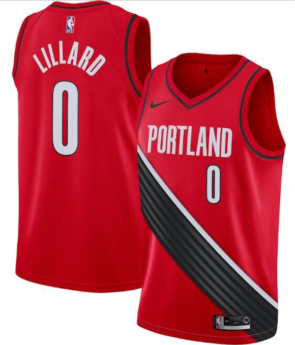 Men's Portland Trail Blazers Red #0 Damian Lillard Statement Edition Stitched Jersey