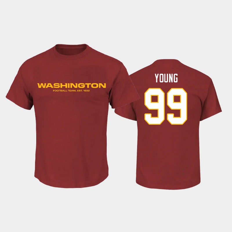 Men's Washington Football Team #99 Chase Young 2020 Red NFL Name & Number T-Shirt