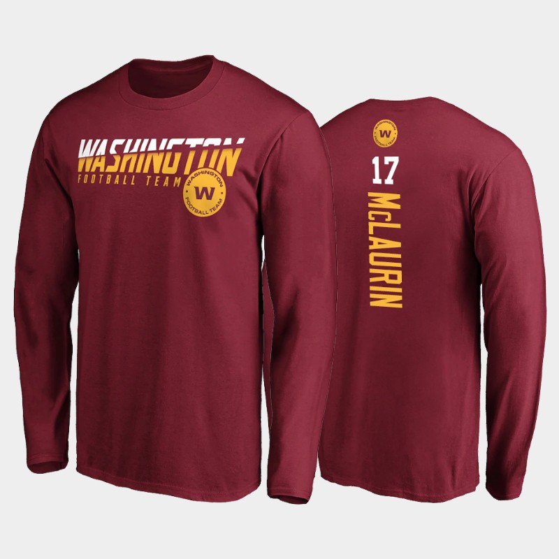 Men's Washington Football Team #17 Terry McLaurin 2020 NFL Burgundy Disrupt Mascot Long Sleeve T-shirt