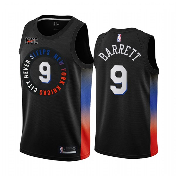 Men's New Yok Knicks #9 RJ Barrett Black City Edition New Uniform 2020-21 Stitched NBA Jersey