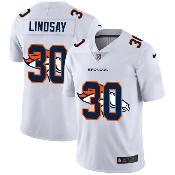 Men's Denver Broncos #30 Phillip Lindsay White NFL Stitched Jersey