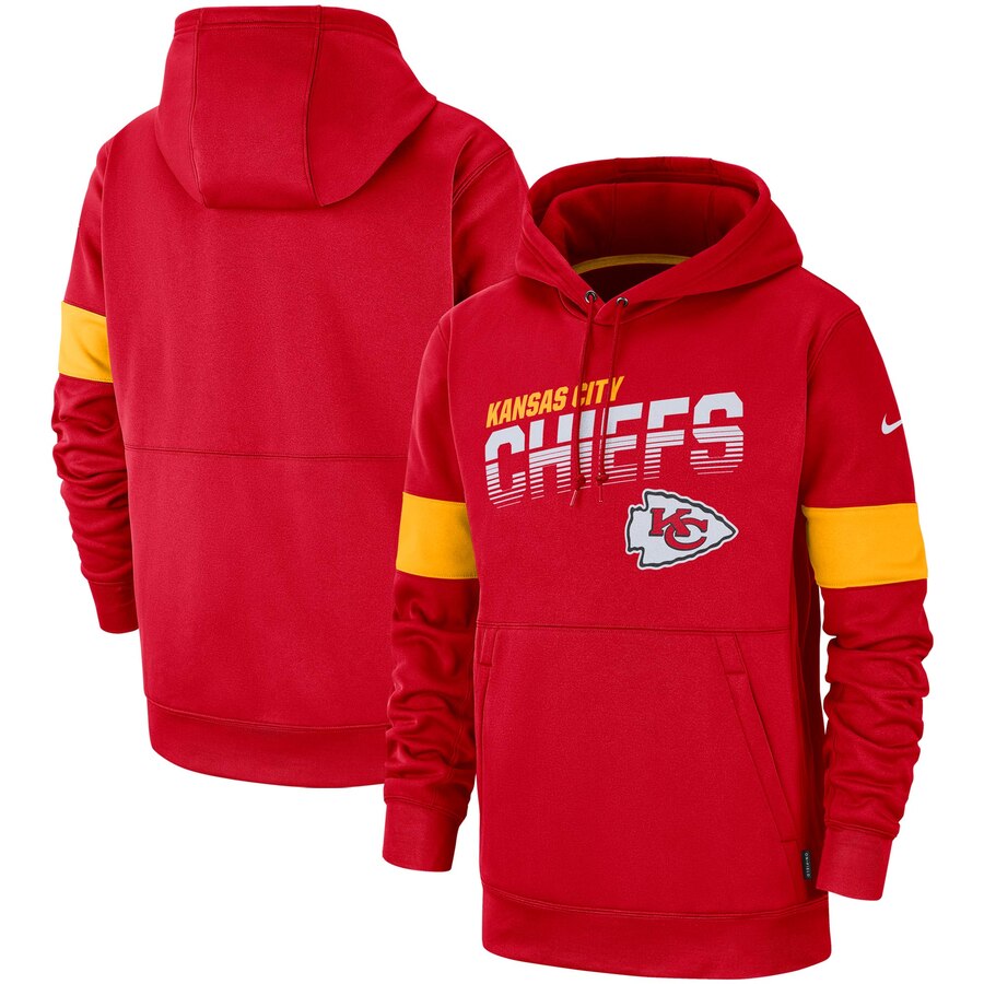 Men's Kansas City Chiefs Red Sideline Team Logo Performance Pullover Hoodie