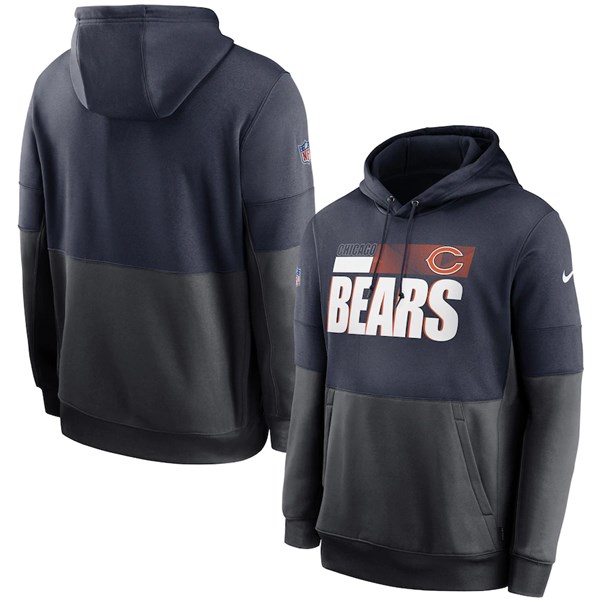 Men's Chicago Bears Navy NFL Sideline Impact Lockup Performance Pullover Hoodie