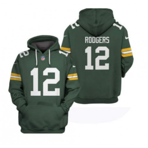 Men's Green Bay Packers #12 Aaron Rodgers 2021 Pullover Green Hoodie