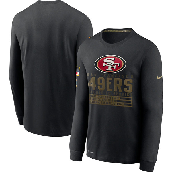 Men's San Francisco 49ers Black NFL 2020 Salute To Service Sideline Performance Long Sleeve T-Shirt