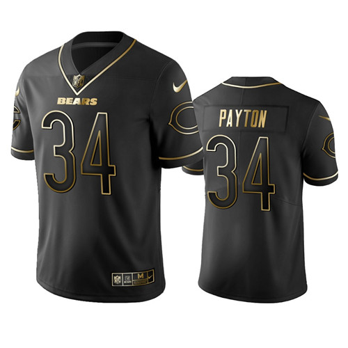 Men's Chicago Bears #34 Walter Payton 2019 Black Golden Edition Limited Stitched NFL Jersey Men's Chicago Bears #34 Walter Payton 2019 Black Golden Edition Limited Stitched NFL Jersey