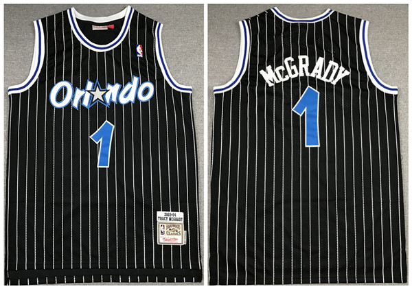 Men's Orlando Magic #1 Tracy McGrady 2003-04 Black NBA Stitched Jersey