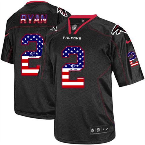Nike Falcons #2 Matt Ryan Black Men's Stitched NFL Elite USA Flag Fashion Jersey
