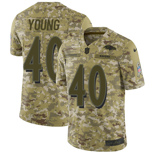 Nike Ravens #40 Kenny Young Camo Men's Stitched NFL Limited 2018 Salute To Service Jersey Nike Ravens #40 Kenny Young Camo Men's Stitched NFL Limited 2018 Salute To Service Jersey