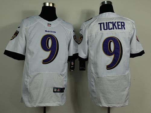 Nike Ravens #9 Justin Tucker White Men's Stitched NFL New Elite Jersey