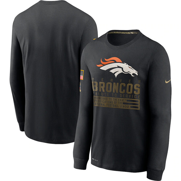 Men's Denver Broncos Black NFL 2020 Salute To Service Sideline Performance Long Sleeve T-Shirt